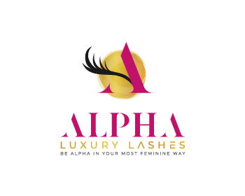 Logo design for a beauty company by LogoArena professional logo designers. Submitted for Alpha Luxury Lashes logo contest by kavi92993, entry number 64
