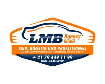 Logo design for a automotive company by LogoArena professional logo designers. Submitted for LMB Agency GmbH Stickerstrasse 3 CH-9445 Rebstein logo contest by levie, entry number 71